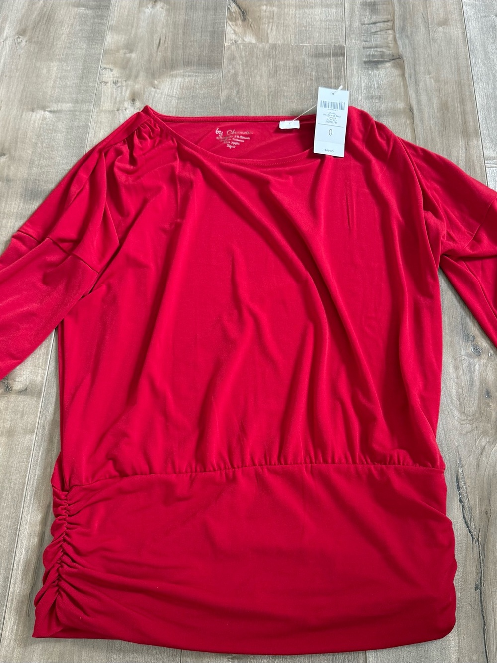 NEW Chico's Willow Wide Band 3/4 Sleeve Top Sultry Red Size 0
